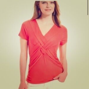 Red Cable & Gauge Jersey Twist top size M